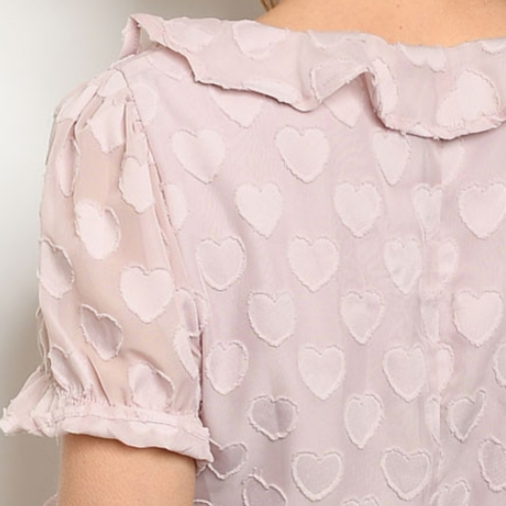 Blush heart ruffled peplum wrap top - Picture 4 of 7